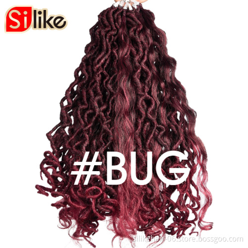 18inch Long Curly Ombre Red Goddess Faux Locs Crochet Braiding Hair Women Fluffy Passion Twist Synthetic Hair Extensions
